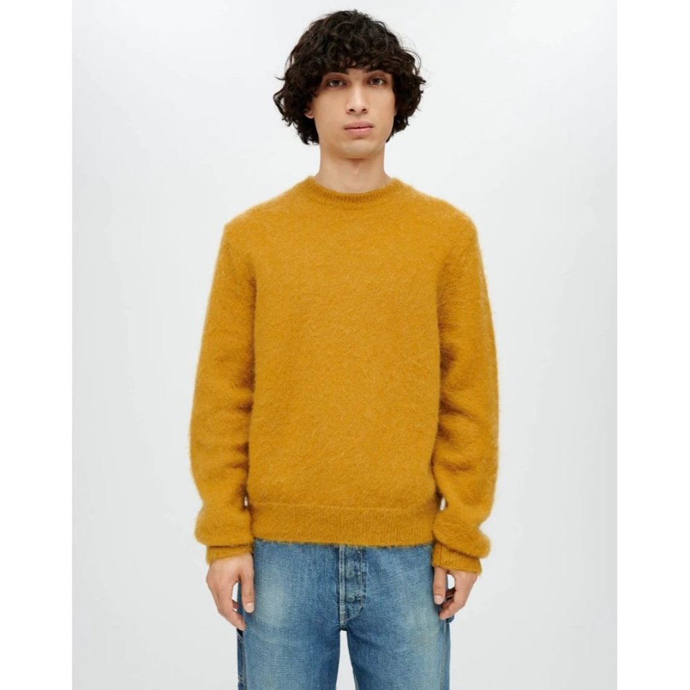 $395 NWT RE/DONE MEN'S MUSTARD CLASSIC CREW SWEATER SZ MEDIUM